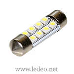 2 ampoules à LED  navettes 41 mm c5w  festoon  à 8 Led  smd