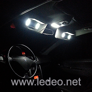 4 ampoules à  LED miroir de courtoisie pour Peugeot 208
